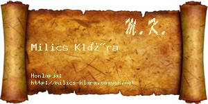 Milics Klára névjegykártya