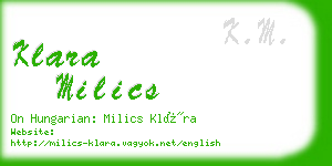 klara milics business card